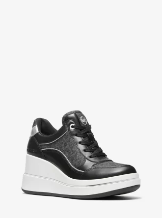 Emmy Signature-sneakers med logotyp och kilklack i läder