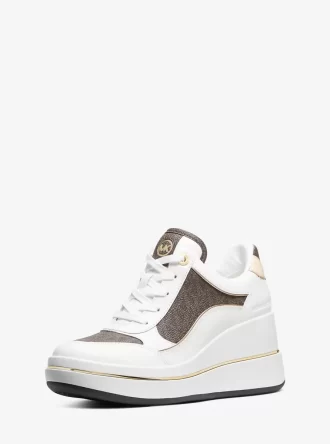 Emmy Signature-sneakers med logotyp och kilklack i läder