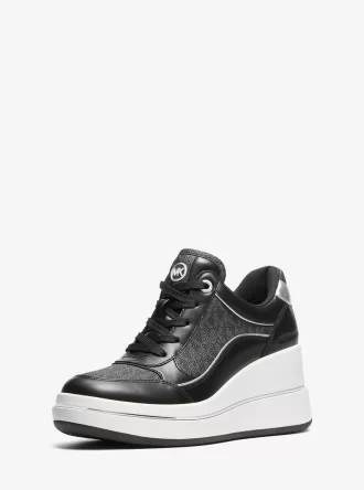 Emmy Signature-sneakers med logotyp och kilklack i läder