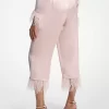 Fjäderkantade satinpyjamasbyxor Fjäderkantade satinpyjamasbyxor
