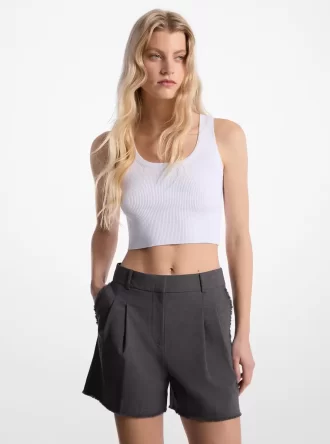 Frasade stretchiga ullveckade shorts