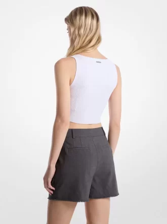 Frasade stretchiga ullveckade shorts
