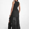 Georgette Smockad High-Low Klänning