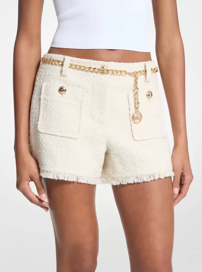 Ögonfrans-Tweed Mini Shorts