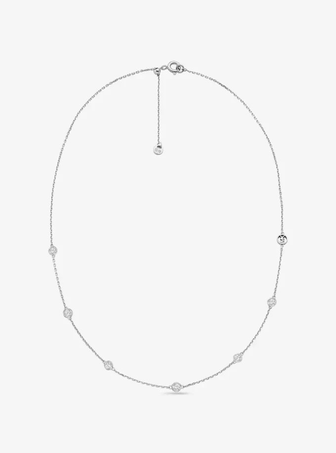Halsband i sterlingsilver med kubisk zirkonia och pläterad ädelmetall Halsband i sterlingsilver med kubisk zirkonia och pläterad ädelmetall
