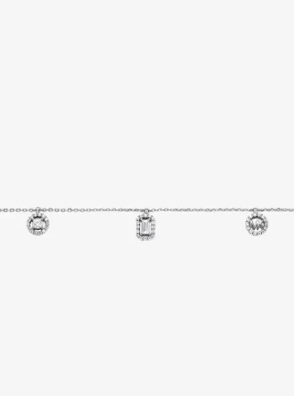 Halsband med blandade berlocker och pavébehängen i sterlingsilver, pläterat med ädelmetall