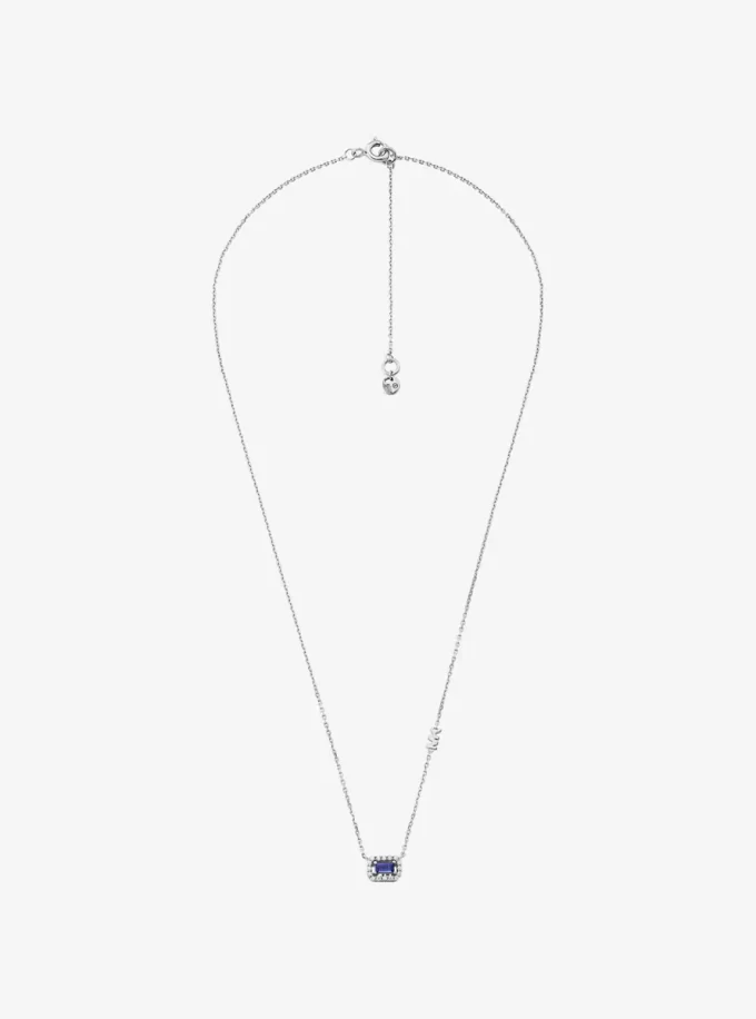 Halsband med ädelmetallplätering i sterlingsilver, pavé, halo