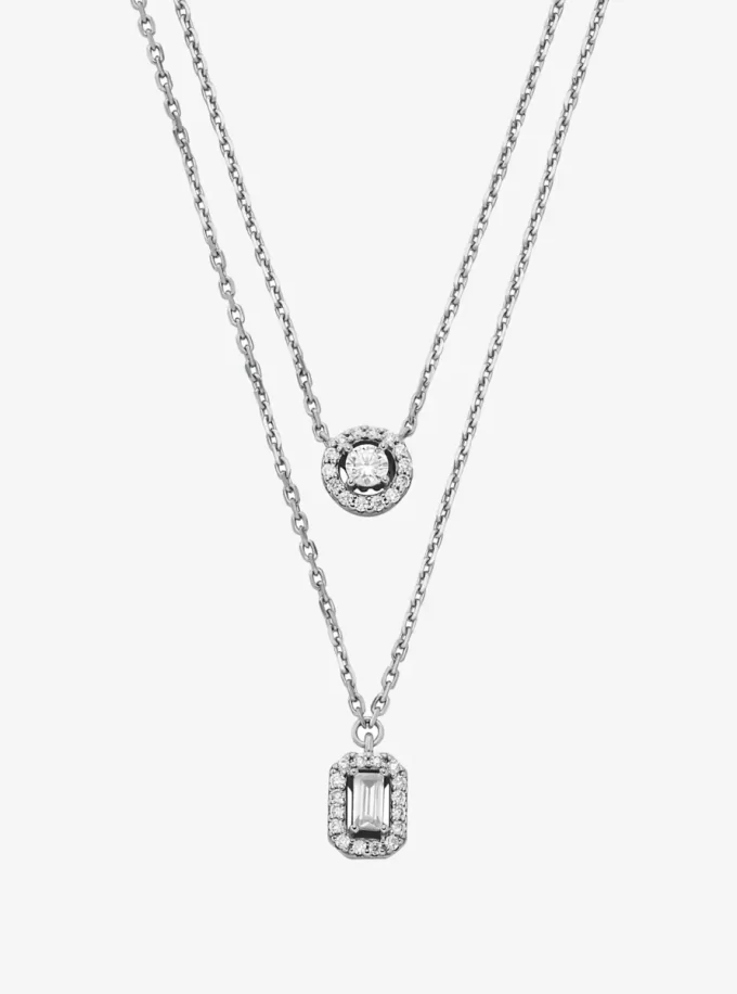 Halsband med dubbelt lager och pläterad ädelmetall