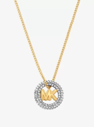 Halsband med tvåfärgad pavé och logotypberlock