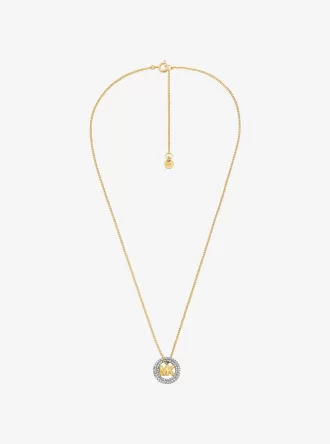 Halsband med tvåfärgad pavé och logotypberlock