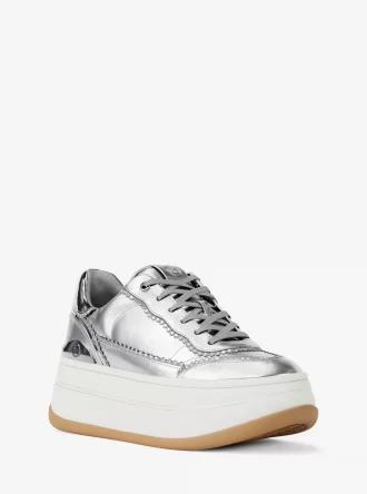 Hayes utsmyckade metalliska läderplatåsneaker