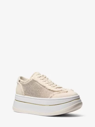Hayes utsmyckade sneakers i linneblandning