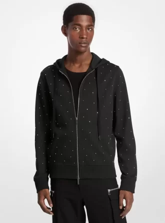 Hoodie i bomullsblandning med nitar