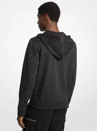 Hoodie i bomullsblandning med nitar