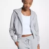 Hoodie med logotyp och jacquardmönster och dragkedja Hoodie med logotyp och jacquardmönster och dragkedja