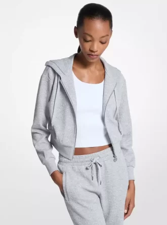 Hoodie med logotyp och jacquardmönster och dragkedja