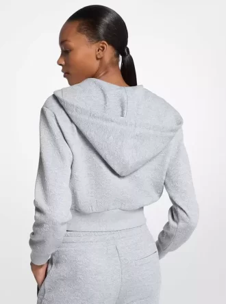 Hoodie med logotyp och jacquardmönster och dragkedja