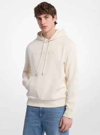 Hoodie med präglad logotyp i bomullsblandning