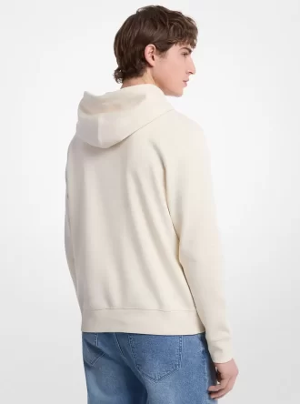 Hoodie med präglad logotyp i bomullsblandning