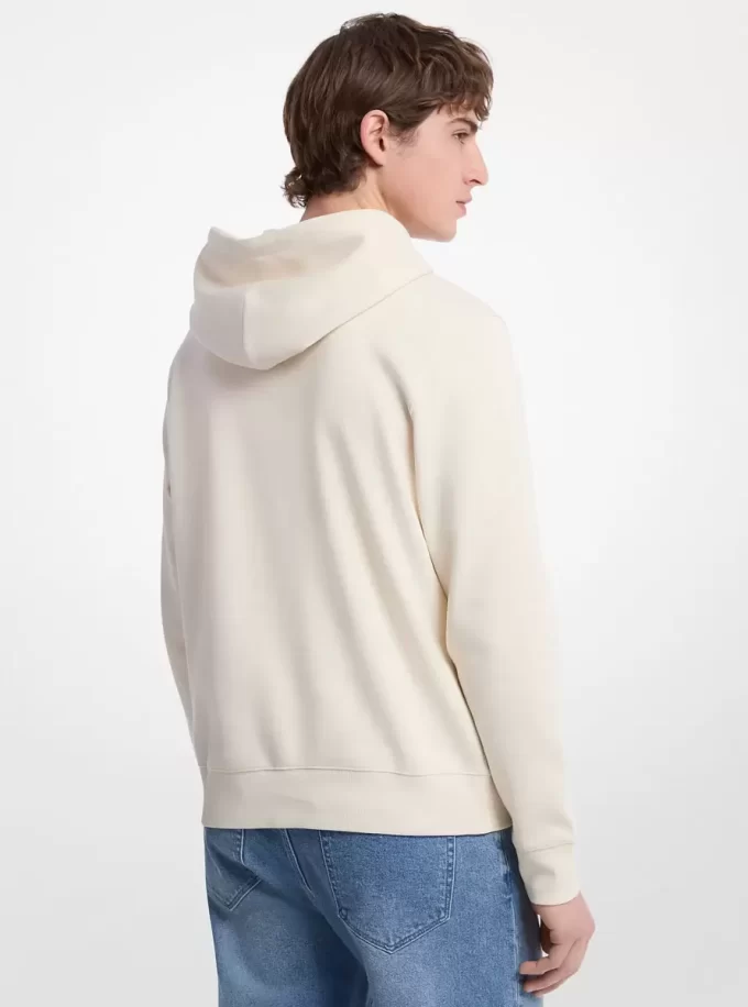 Hoodie med präglad logotyp i bomullsblandning