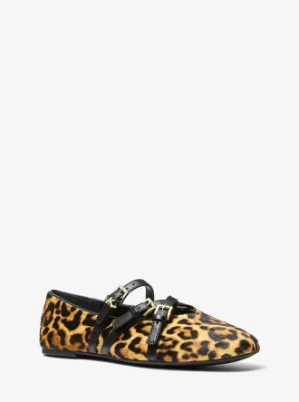 Indy Flex Leopardmönstrade Ballerinaskor med Vadhår