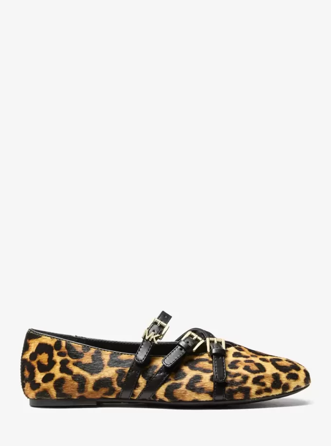 Indy Flex Leopardmönstrade Ballerinaskor med Vadhår