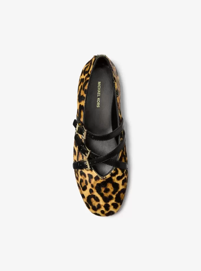 Indy Flex Leopardmönstrade Ballerinaskor med Vadhår