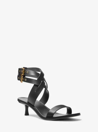 Irene Lädersandaler med Kitten Heel-motiv