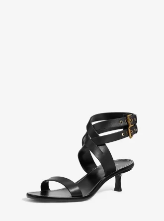 Irene Lädersandaler med Kitten Heel-motiv