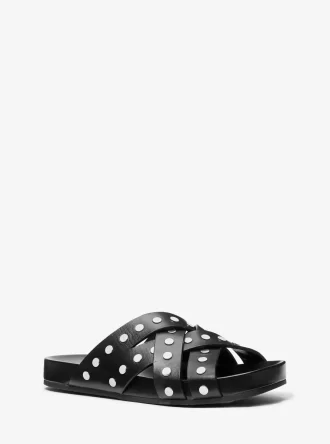 Irene Nitad Läder Platta Sandaler