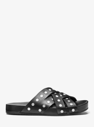 Irene Nitad Läder Platta Sandaler