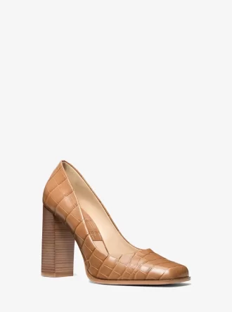 Jeanne Crocodile Präglade Läderpumps