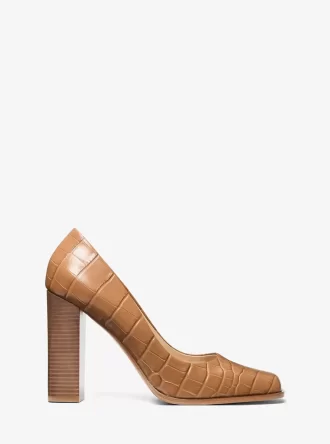 Jeanne Crocodile Präglade Läderpumps