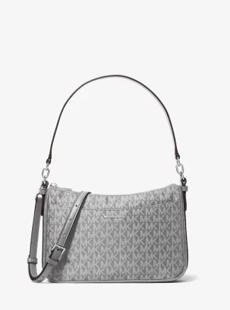 Jet Set Medium Signature Logo Print Vävd Pochette Axelremsväska