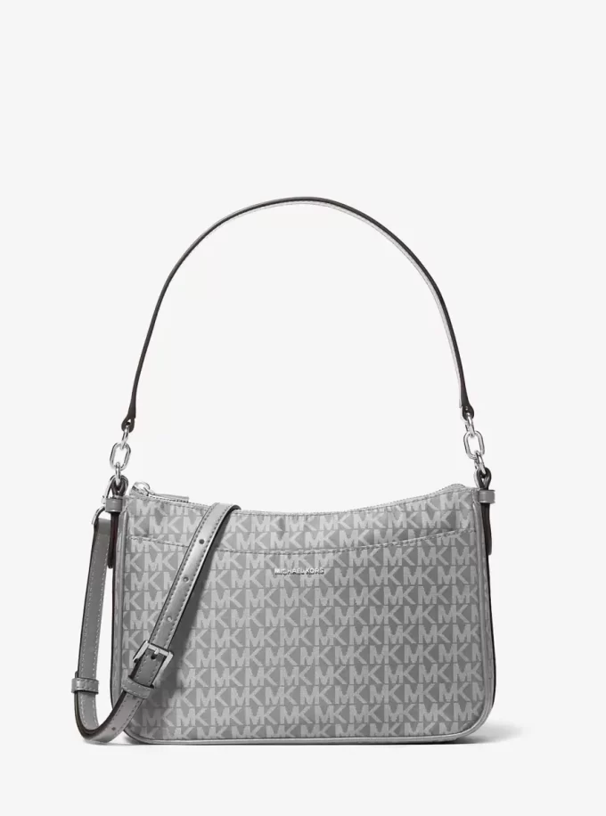 Jet Set Medium Signature Logo Print Vävd Pochette Axelremsväska