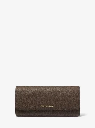 Jet Set stor plånbok med signaturlogotyp och tryckknappar framtill