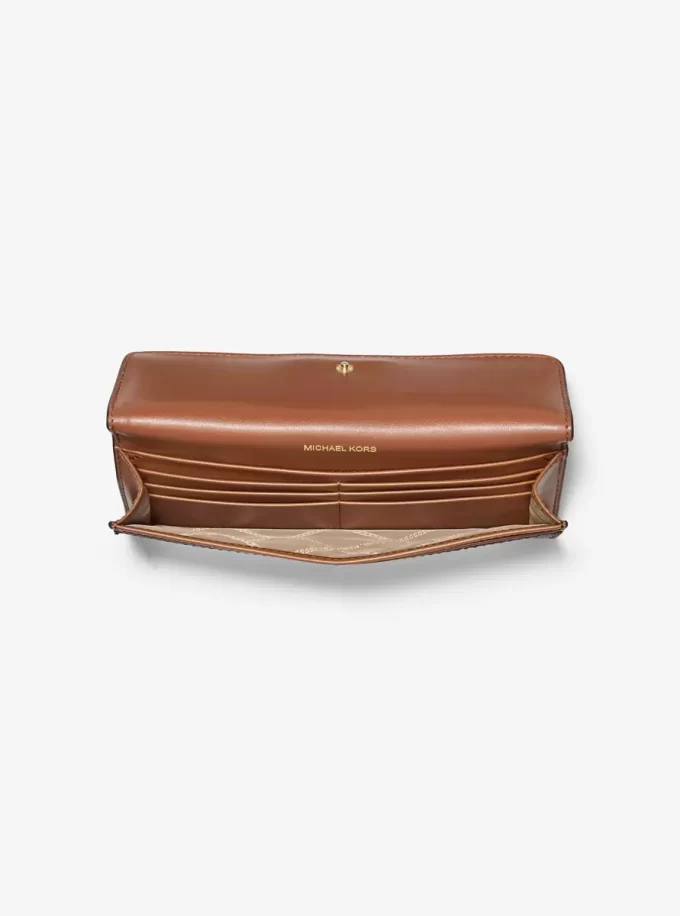 Jet Set stor plånbok med signaturlogotyp och tryckknappar framtill