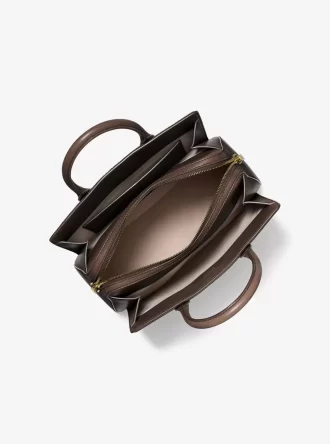 Laila Medium Logotyppräglad Brun Läderväska