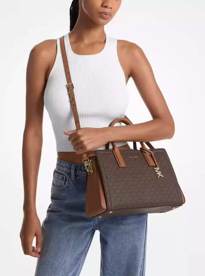 Laila Medium Signature Logo Satchel Laila Medium Signature Logo Satchel