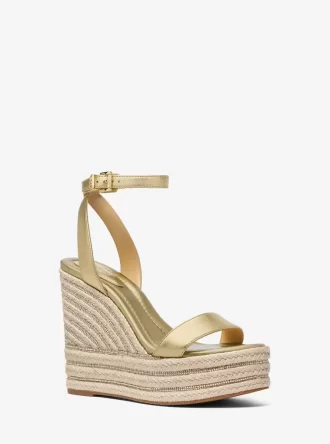 Leighton Metallic Lädersandaler med Kilklack