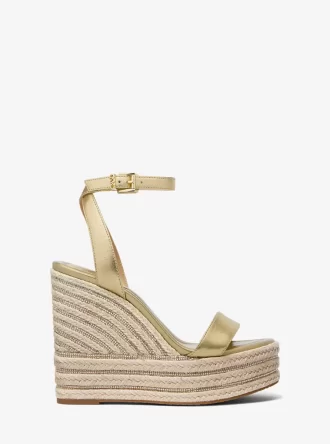 Leighton Metallic Lädersandaler med Kilklack