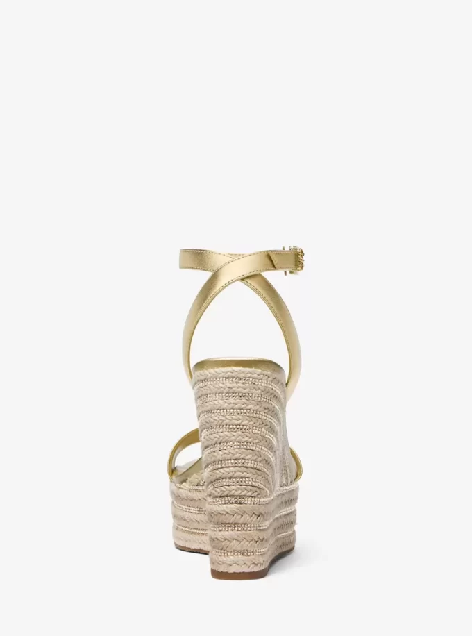 Leighton Metallic Lädersandaler med Kilklack