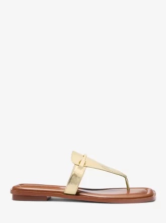 Lena Metallic Lädersandaler med T-rem