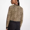 Leopardmönstrad stretchig viskos-kofta
