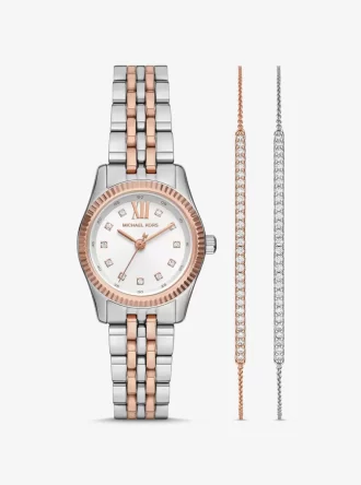 Lexington Pavé tvåfärgad klocka och sliderarmband presentset