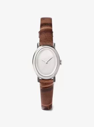 Limited Edition Petite Maude silverfärgad läderklocka med krokodilprägling Limited Edition Petite Maude silverfärgad läderklocka med krokodilprägling