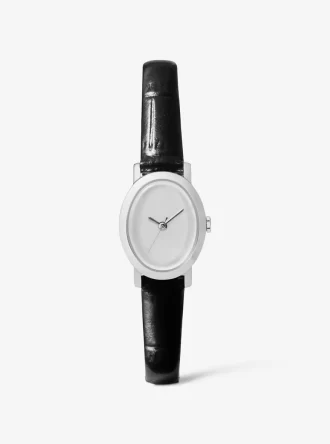 Limited Edition Petite Maude silverfärgad läderklocka med krokodilprägling Limited Edition Petite Maude silverfärgad läderklocka med krokodilprägling