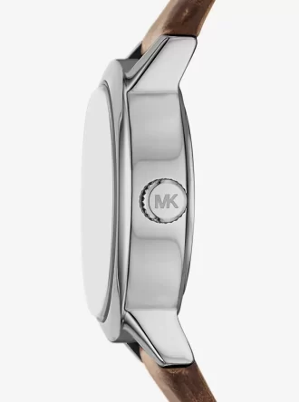 Limited Edition Petite Maude silverfärgad läderklocka med krokodilprägling Limited Edition Petite Maude silverfärgad läderklocka med krokodilprägling
