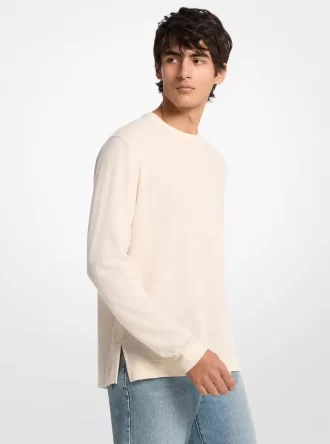 Långärmad t-shirt i linne och bomullsjersey