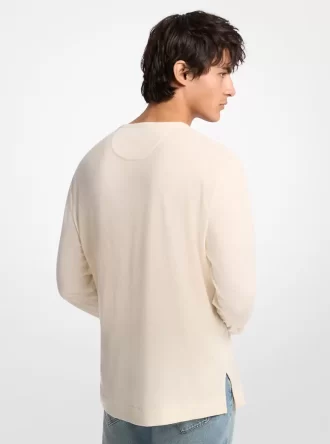 Långärmad t-shirt i linne och bomullsjersey